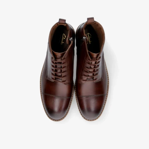 Clarks ​ Aldwin Cap Mid Tan Lea Herren Schnürer-Herren Business Schuhe | Halbschuhe