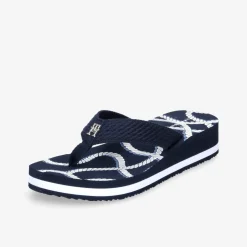 TOMMY HILFIGER Rope M Wedge Damen Zehentrenner-Damen Sandalen